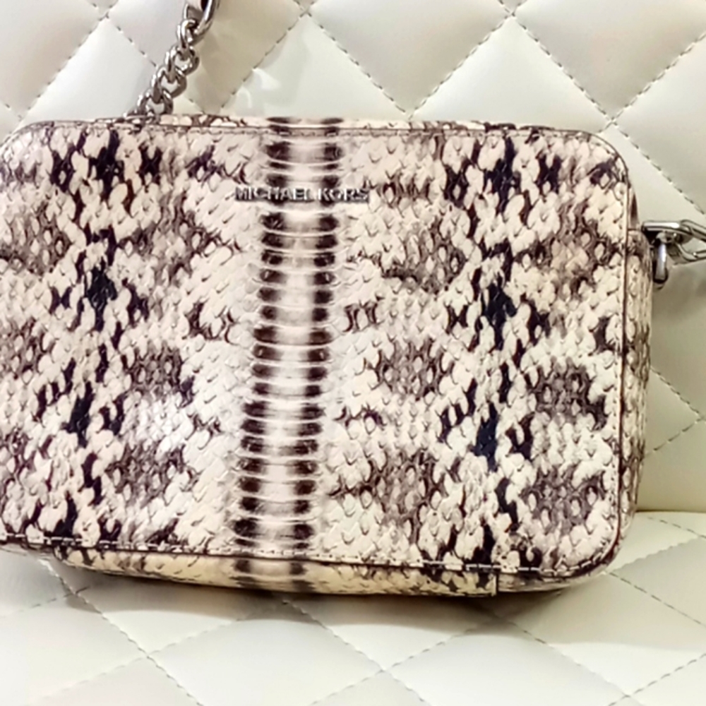 MichaelKors snake print/silver metallic letters